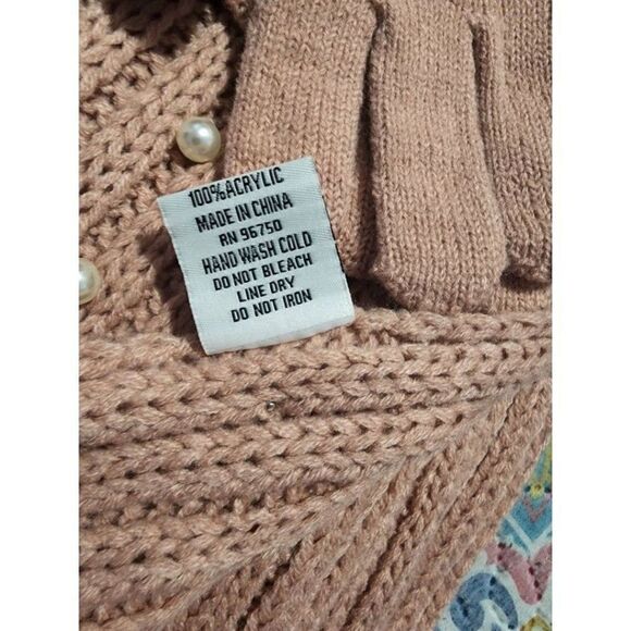 Women Solid Rib Knit With Pearls 2-Pc-Gift-Set Glove And Scarf - Picture 3 of 5